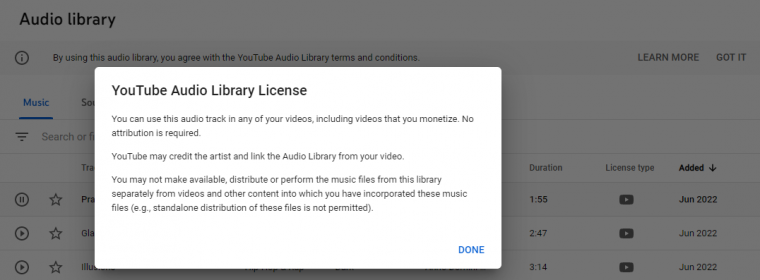 youtube audio library